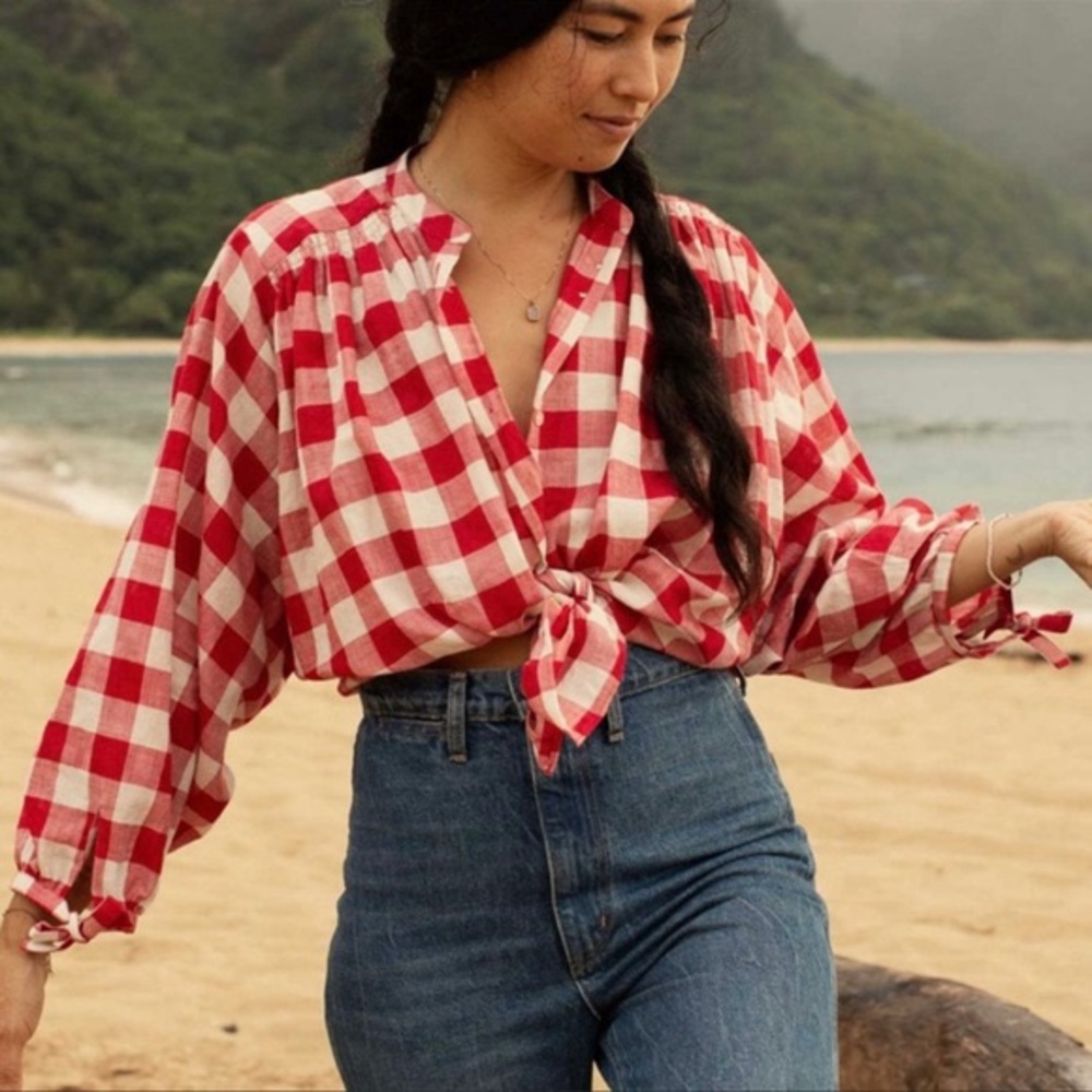Doen O’Keefe Top in Red Plaid